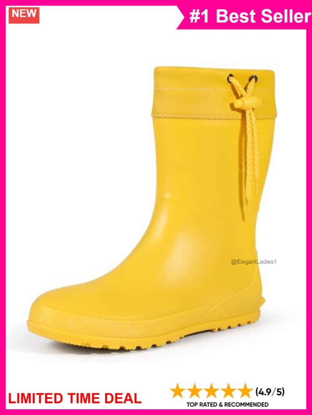 Mid Calf Rain Boots Portable Lightweight PVC Gardening Boots
